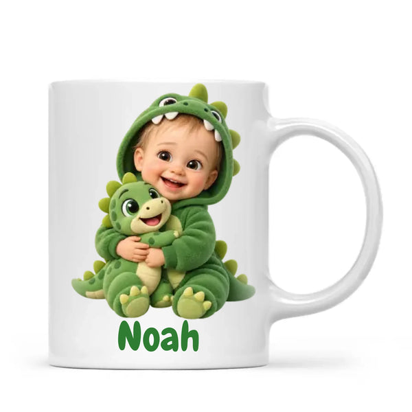 Personalised Dino Buddy Kids Photo Mug, view 2