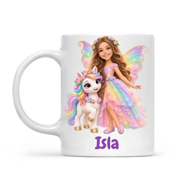 Personalised Unicorn Fairy Kids Photo Mug