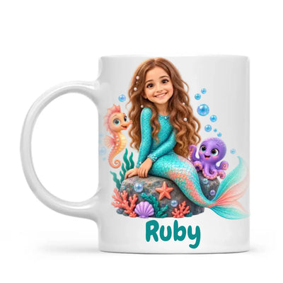 Personalised Mermaid Kids Cartoon Mug from Your Photo