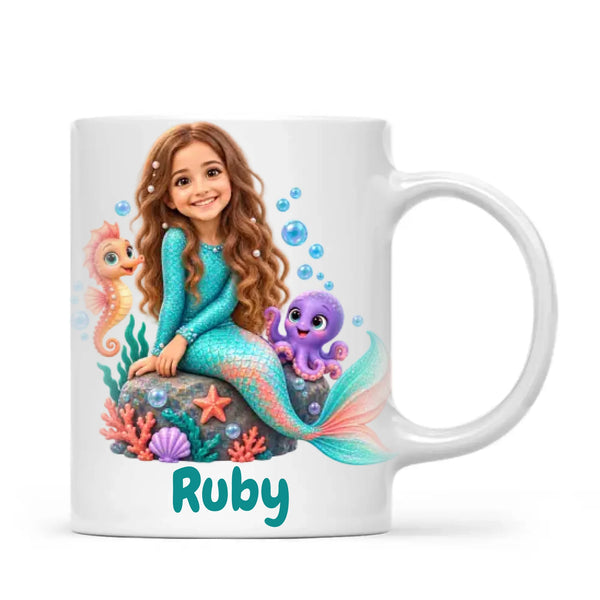 Personalised Mermaid Kids Photo Mug, view 2