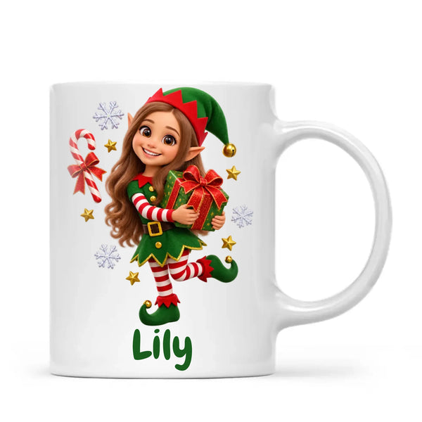 Personalised Christmas Elf Kids Photo Mug, view 2
