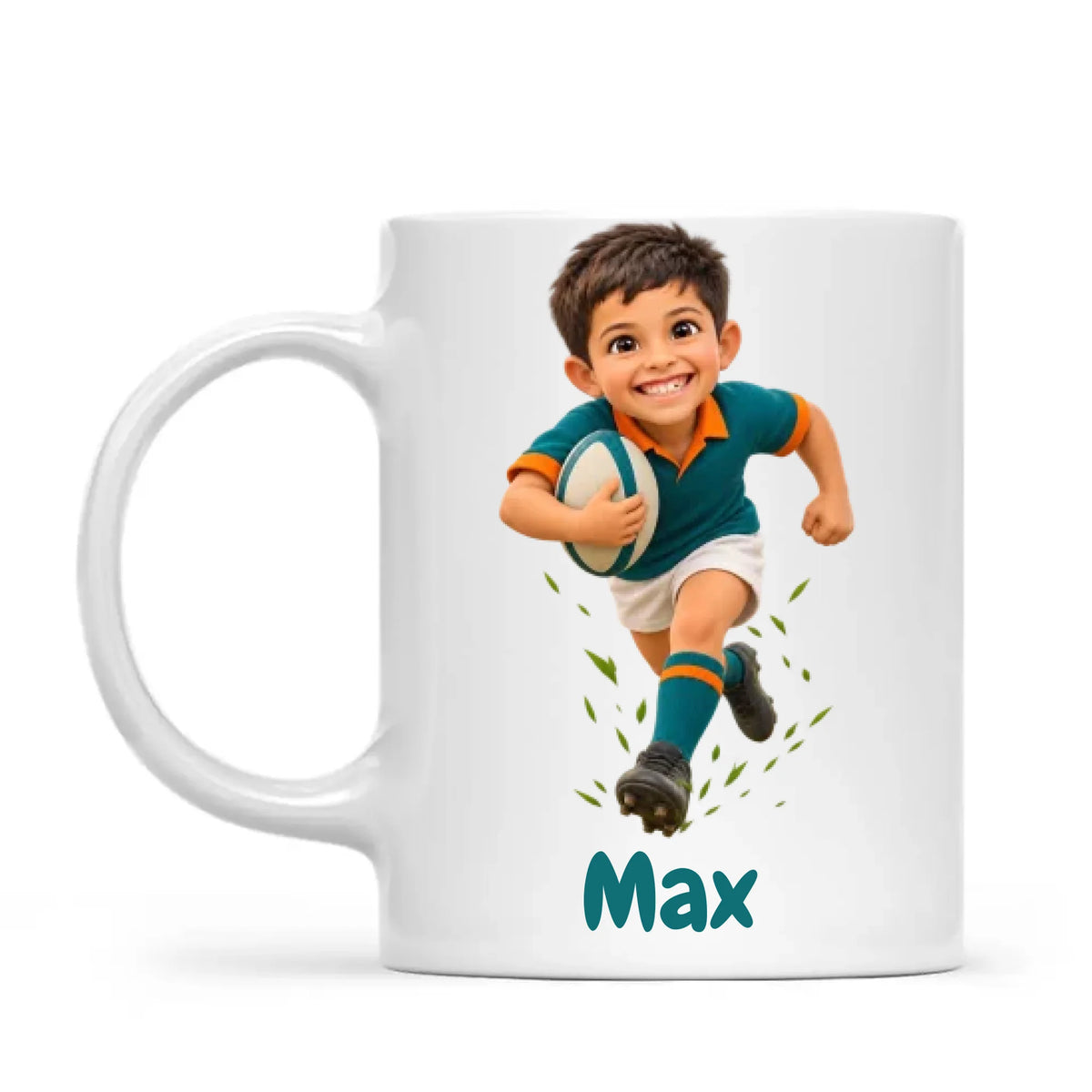Personalised Rugby Star Kids Photo Mug