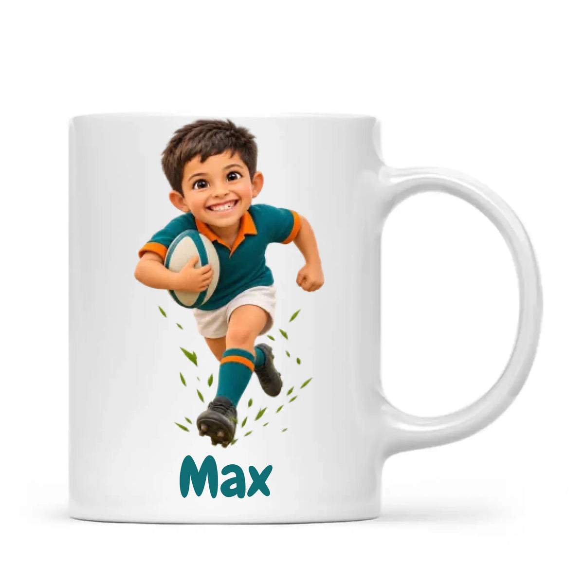Personalised Rugby Star Kids Photo Mug, view 2