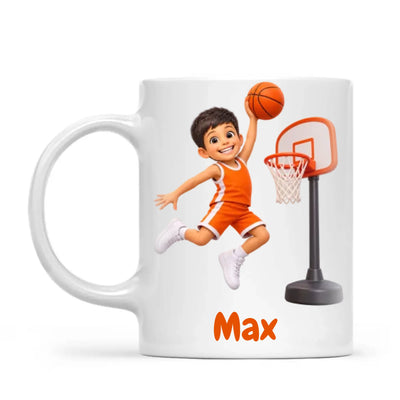 Personalised Basketball Star Kids Cartoon Mug from Your Photo