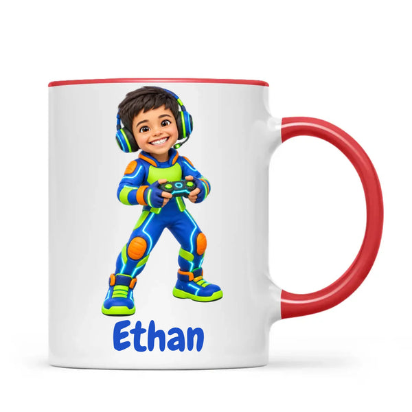 Personalised Gamer Hero Kids Photo Mug, view 8