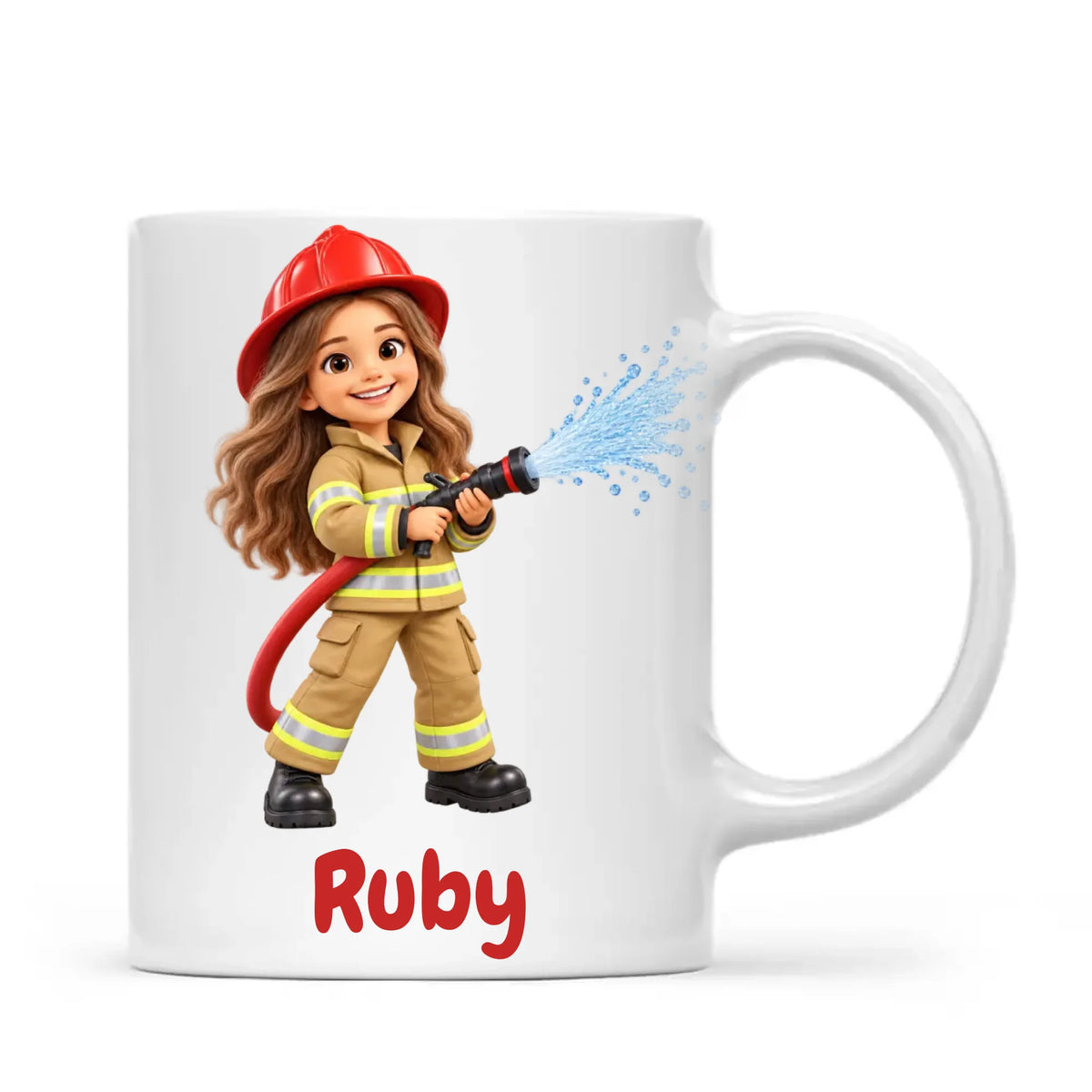 Personalised Little Firefighter Kids Photo Mug, view 2