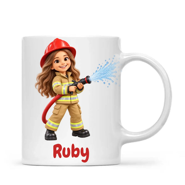 Personalised Little Firefighter Kids Photo Mug, view 2