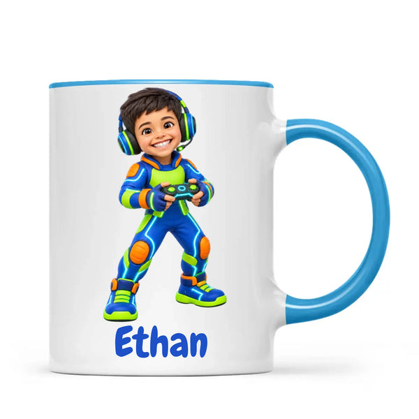 Personalised Gamer Hero Kids Photo Mug, view 11