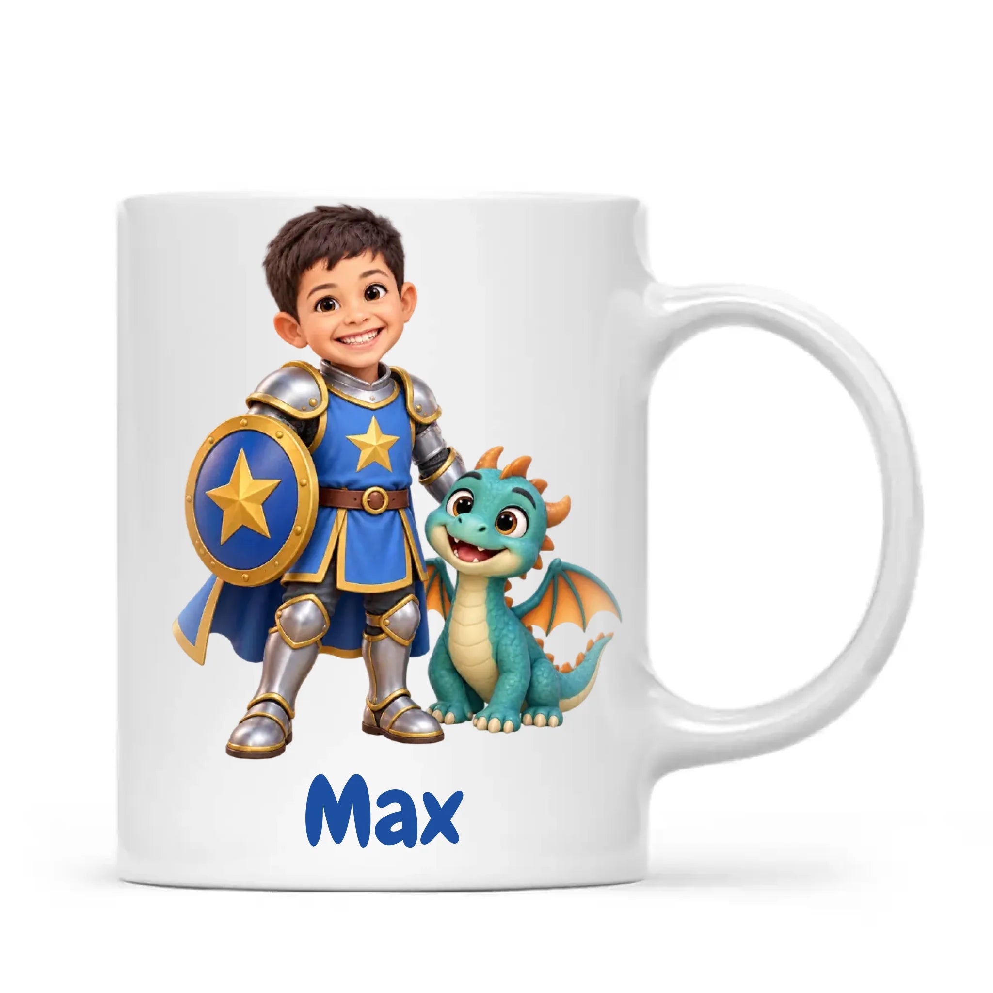 Personalised Knight and Dragon Kids Photo Mug, view 2