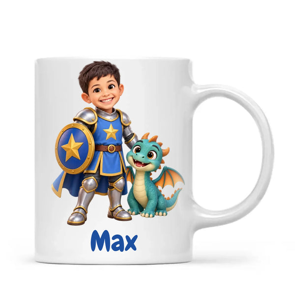 Personalised Knight and Dragon Kids Photo Mug, view 2