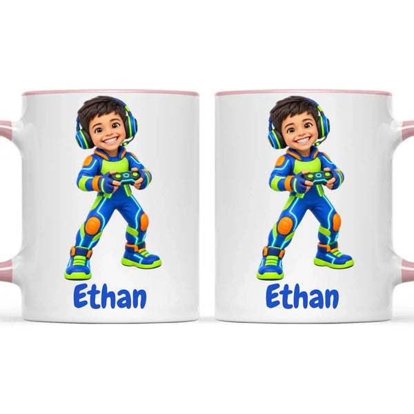 Personalised Gamer Hero Kids Photo Mug, view 18