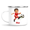 Personalised Football Star Kids Photo Mug, white 12oz enamel mug