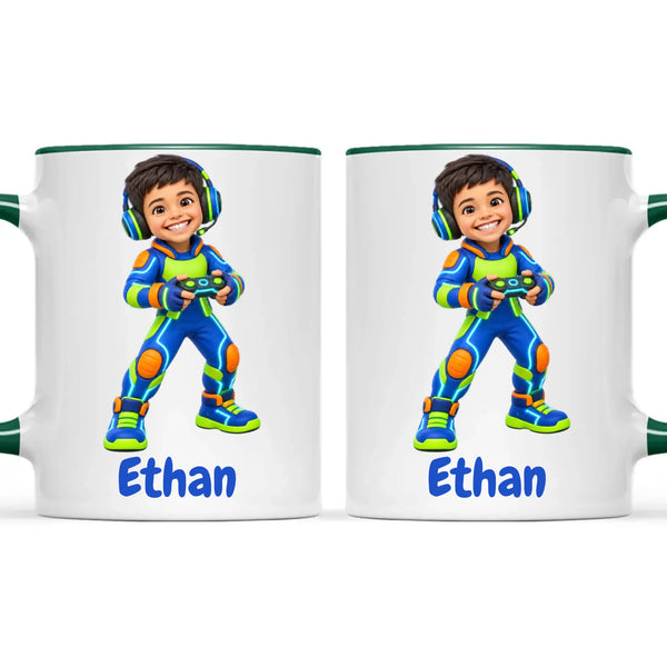 Personalised Gamer Hero Kids Photo Mug, view 24