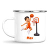 Personalised Basketball Star Kids Photo Mug, white 12oz enamel mug
