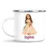 Personalised Storybook Princess and Prince Kids Photo Mug, white 12oz enamel mug