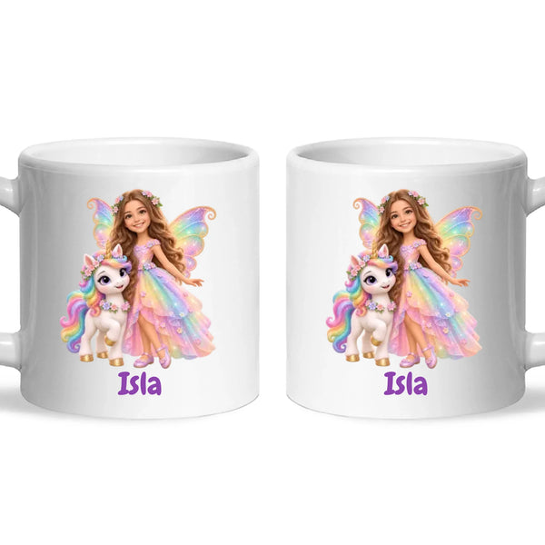 Personalised Unicorn Fairy Kids Photo Mug, view 6