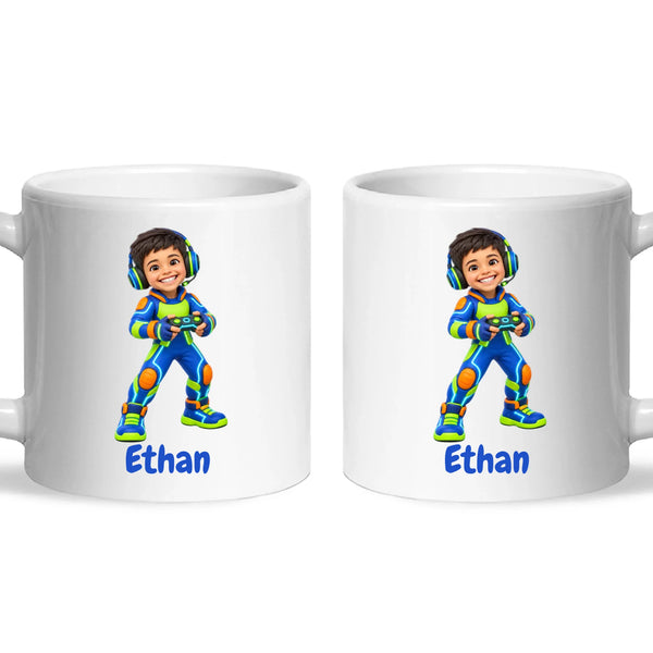 Personalised Gamer Hero Kids Photo Mug, view 6