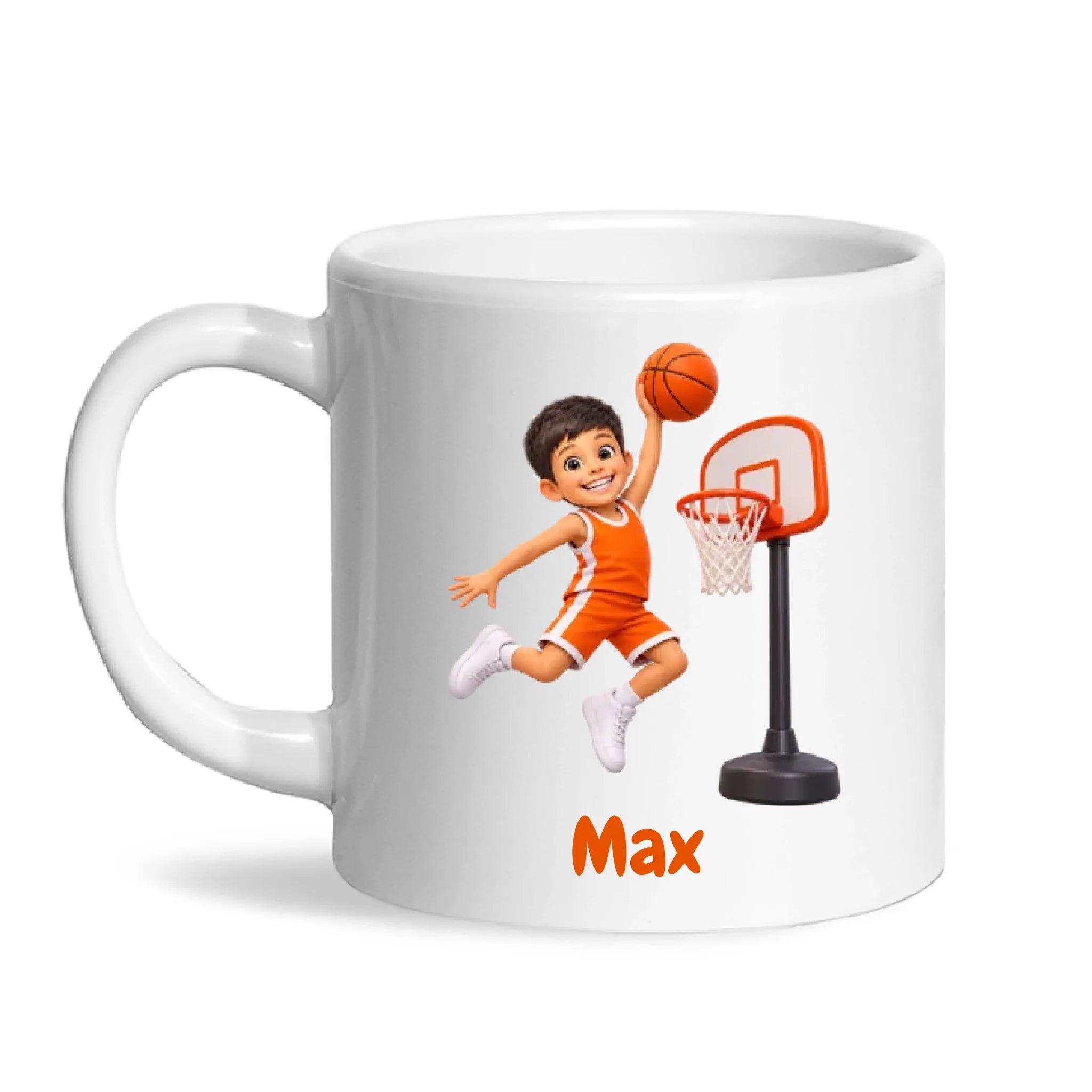 Personalised Basketball Star Kids Photo Mug, white 6oz mug