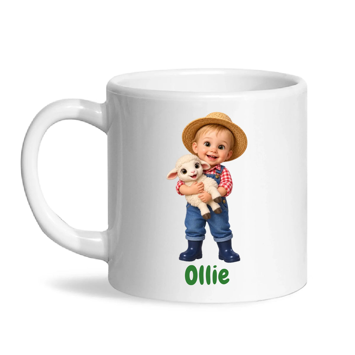 Personalised Little Farmer Kids Photo Mug, white 6oz mug