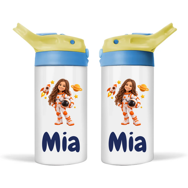 Personalised Little Astronaut Kids Photo Sippy Drink Bottle
