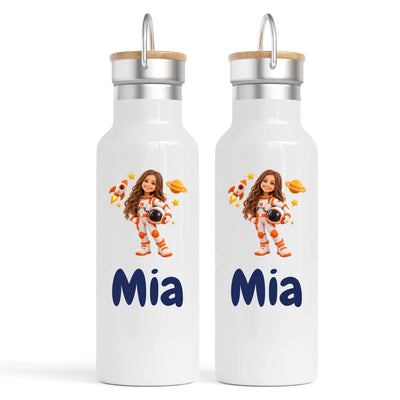 Personalised Little Astronaut Kids Cartoon Nomad Drink Bottle from Your Photo