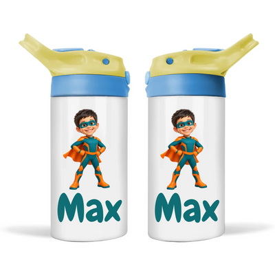 Personalised Superhero Kids Cartoon Sippy Drink Bottle from Your Photo