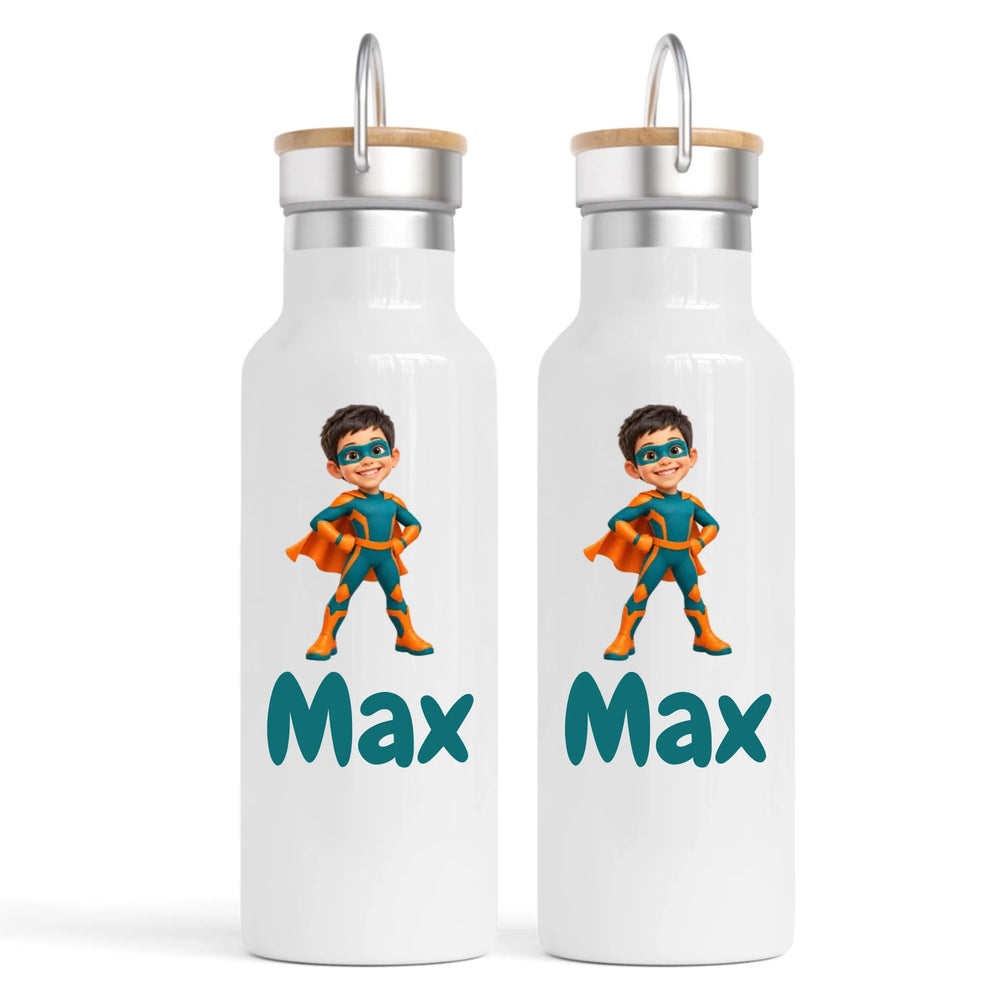 Personalised Superhero Kids Cartoon Nomad Drink Bottle from Your Photo