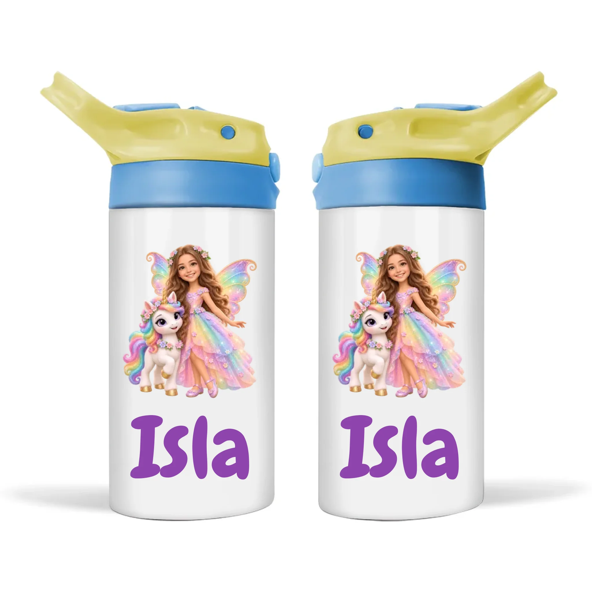 Personalised Unicorn Fairy Kids Photo Sippy Drink Bottle