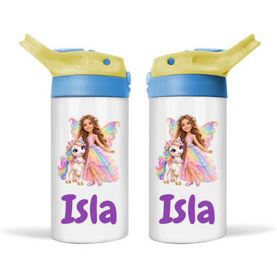 Personalised Unicorn Fairy Kids Cartoon Sippy Drink Bottle from Your Photo