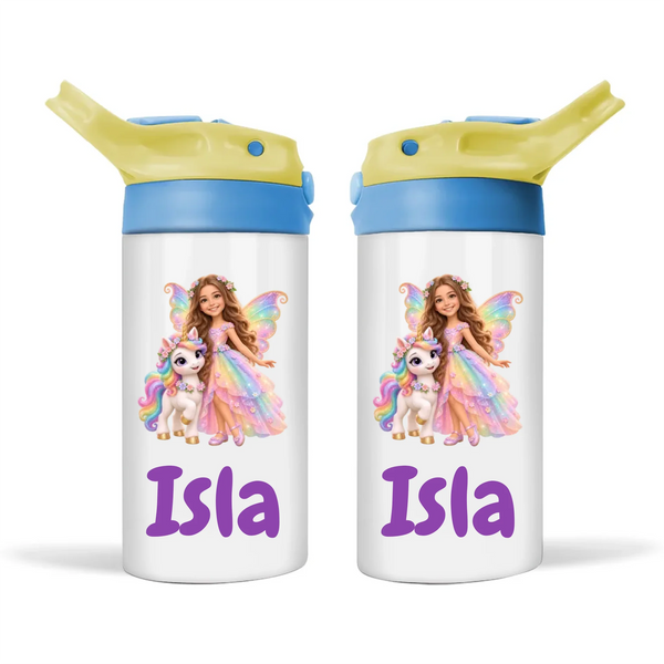 Personalised Unicorn Fairy Kids Photo Sippy Drink Bottle