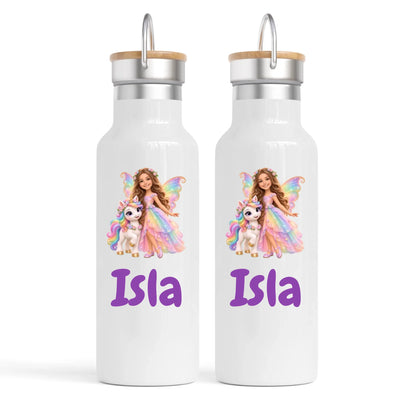 Personalised Unicorn Fairy Kids Cartoon Nomad Drink Bottle from Your Photo