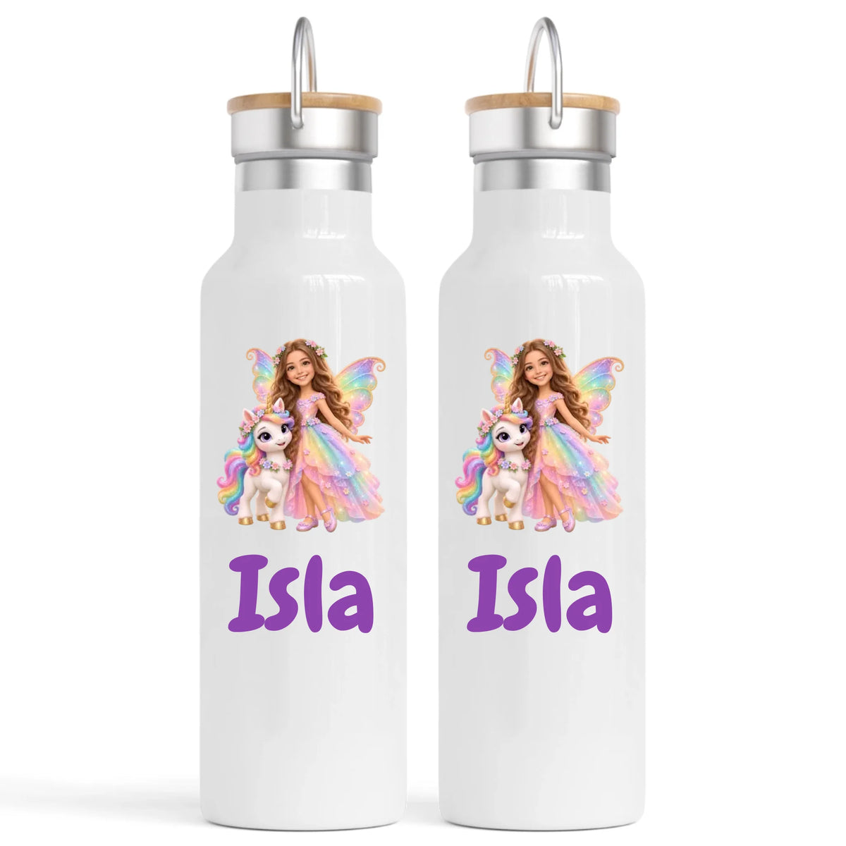 Personalised Unicorn Fairy Kids Photo Nomad Bottle, 750ml