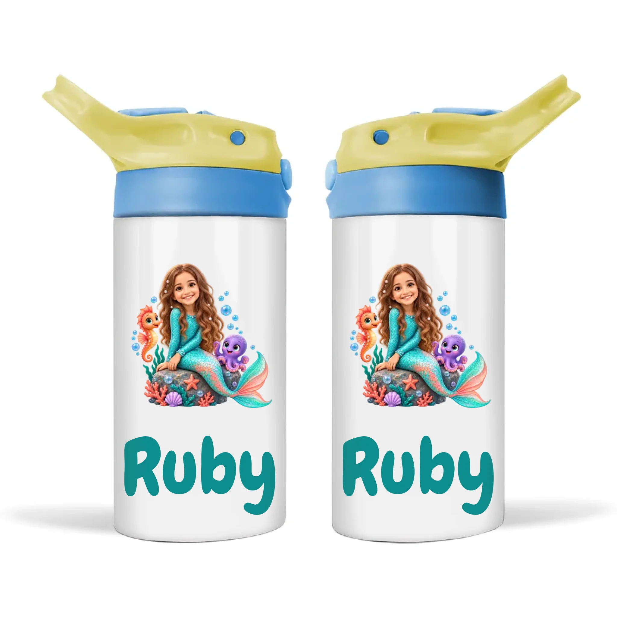 Personalised Mermaid Kids Photo Sippy Drink Bottle
