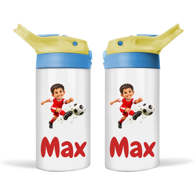 Personalised Football Star Kids Cartoon Sippy Drink Bottle from Your Photo