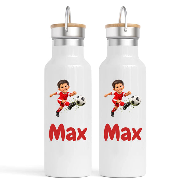 Personalised Football Star Kids Photo Nomad Bottle