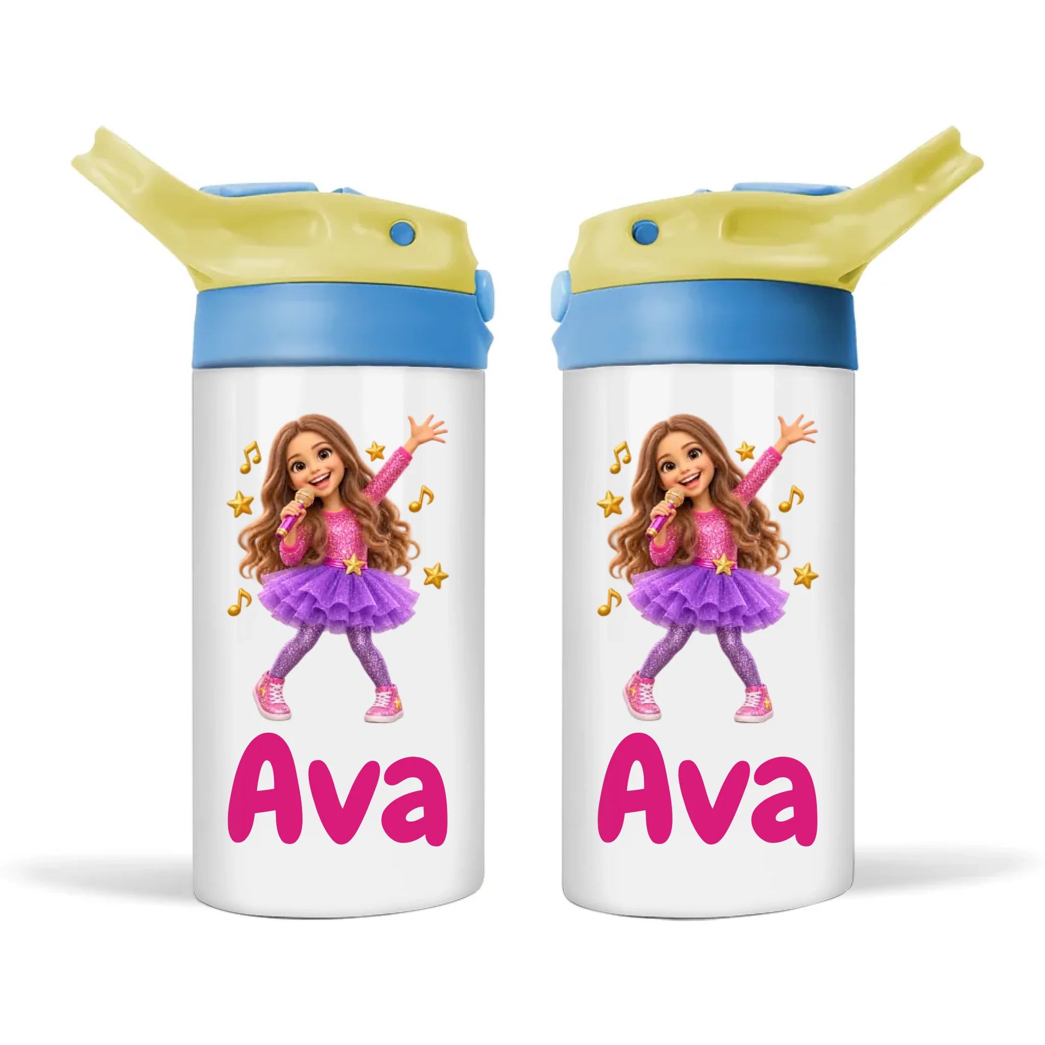Personalised Pop Star Kids Photo Sippy Drink Bottle