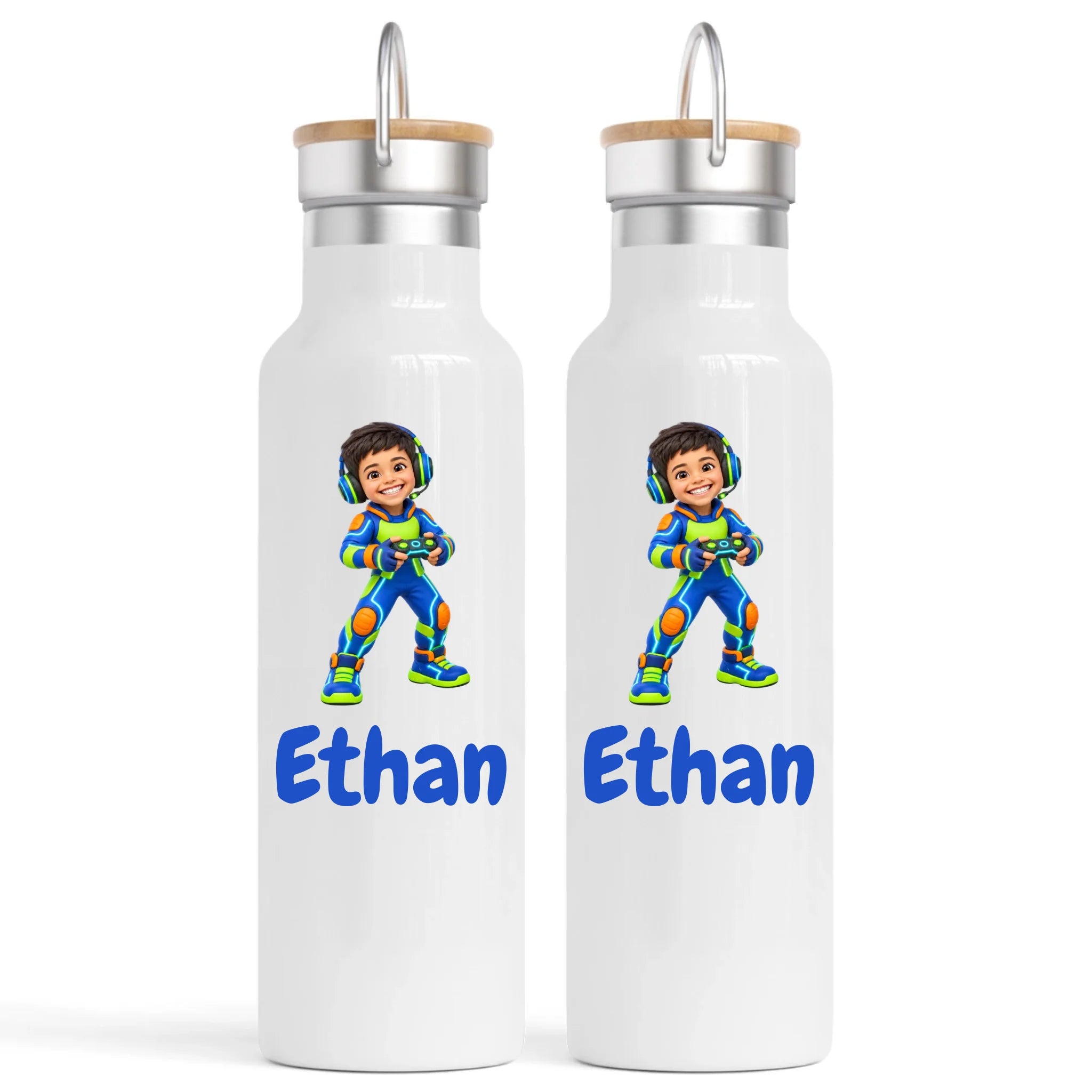 Personalised Gamer Hero Kids Photo Nomad Bottle, 750ml