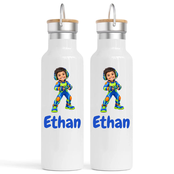 Personalised Gamer Hero Kids Photo Nomad Bottle, 750ml