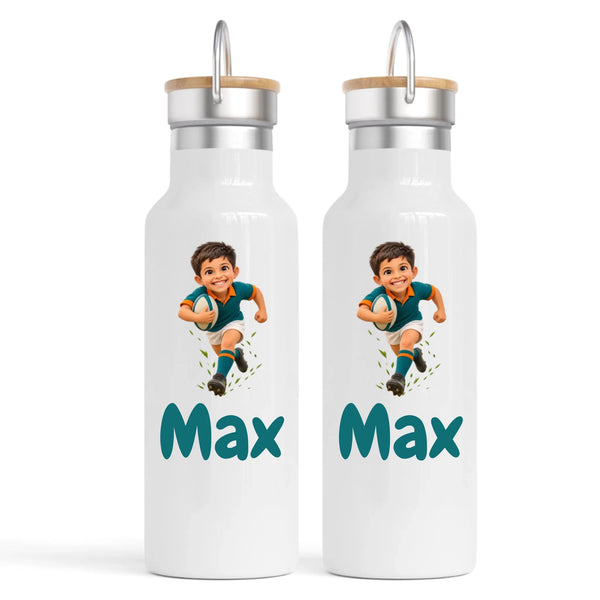 Personalised Rugby Star Kids Photo Nomad Bottle