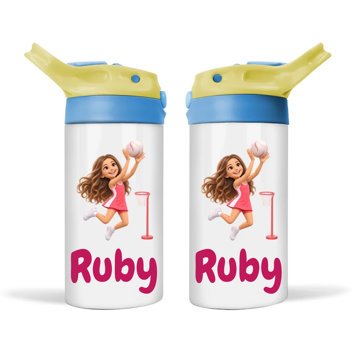 Personalised Netball Star Kids Photo Sippy Drink Bottle