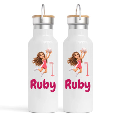 Personalised Netball Star Kids Cartoon Nomad Drink Bottle from Your Photo