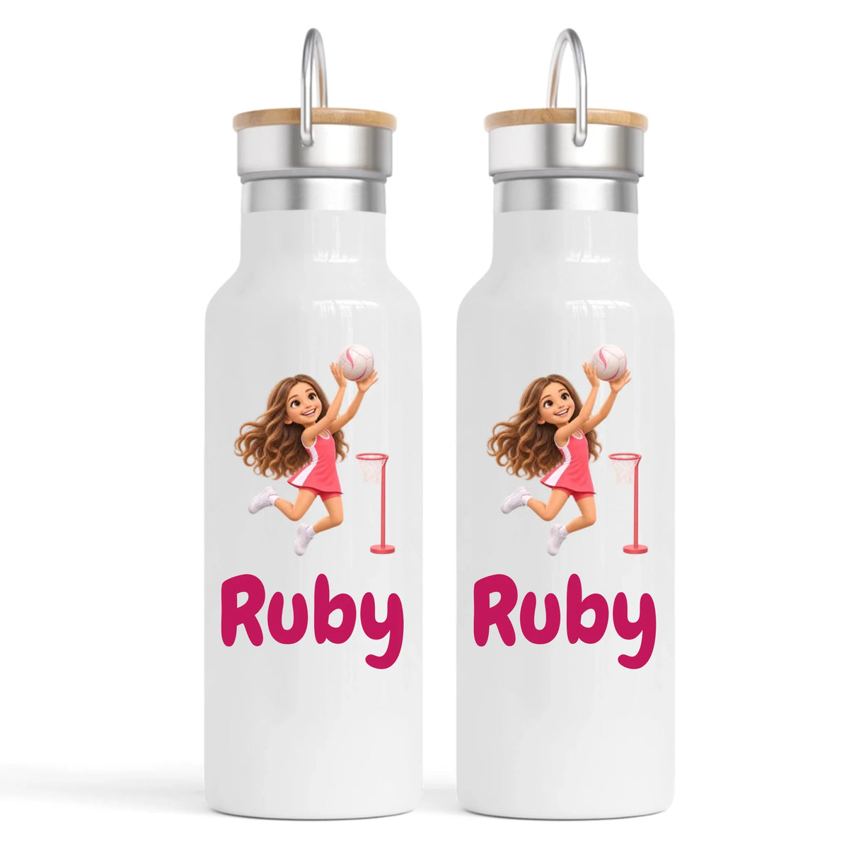 Personalised Netball Star Kids Photo Nomad Bottle