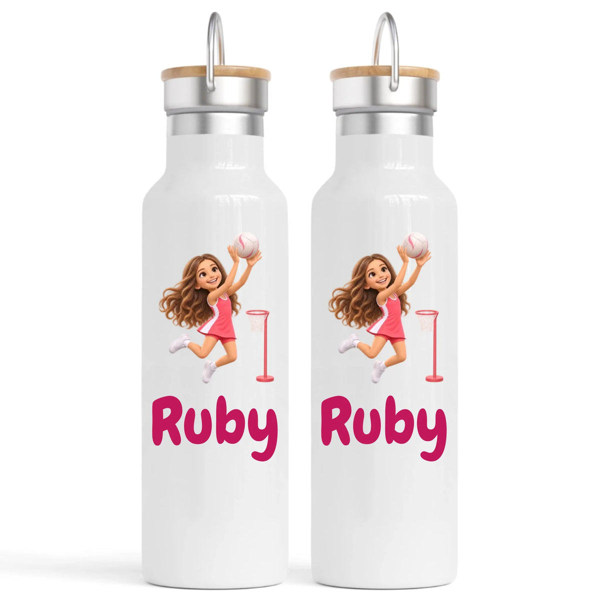 Personalised Netball Star Kids Photo Nomad Bottle, 750ml