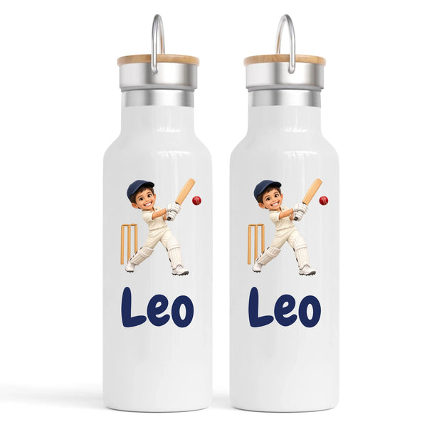Personalised Cricket Star Kids Photo Nomad Bottle