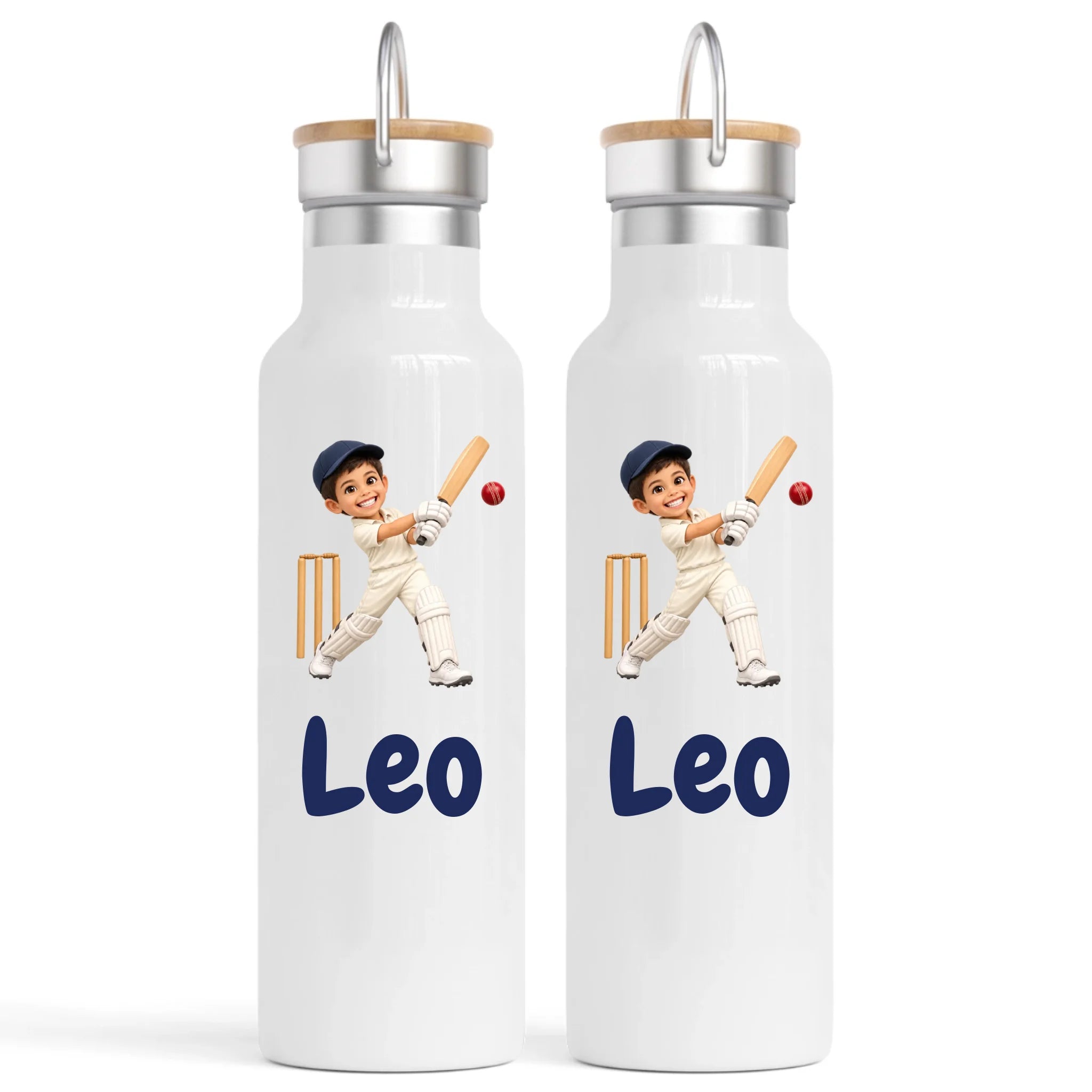 Personalised Cricket Star Kids Photo Nomad Bottle, 750ml
