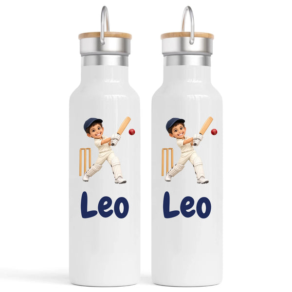 Personalised Cricket Star Kids Photo Nomad Bottle, 750ml