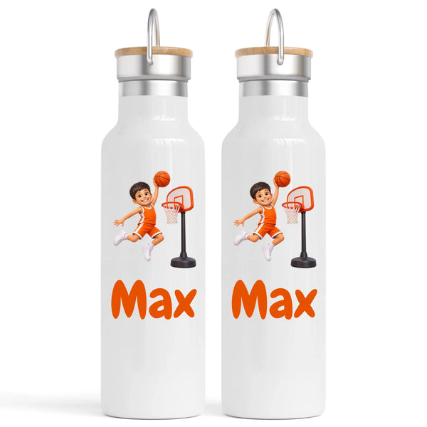 Personalised Basketball Star Kids Photo Nomad Bottle, 750ml