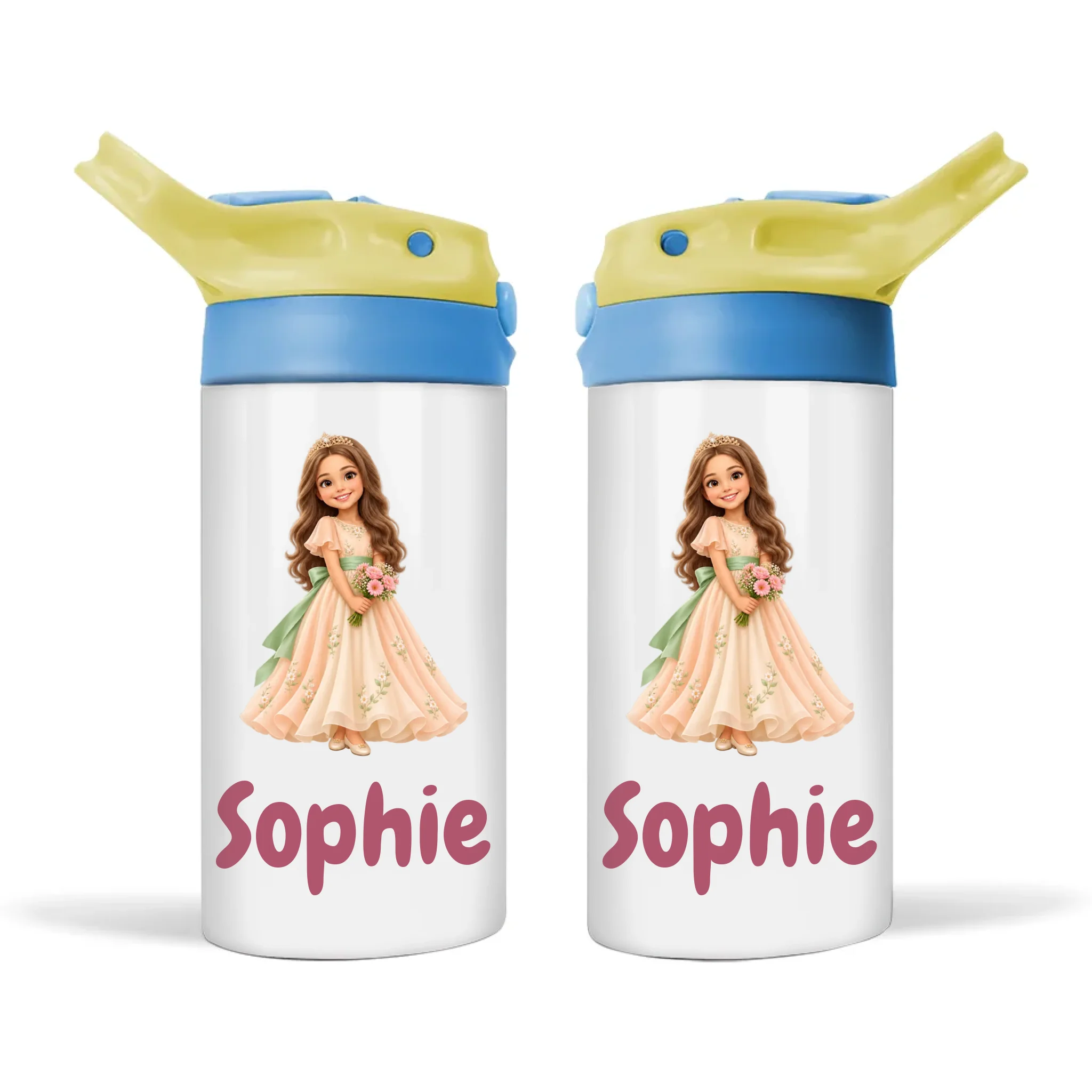 Personalised Storybook Princess and Prince Kids Photo Sippy Drink Bottle