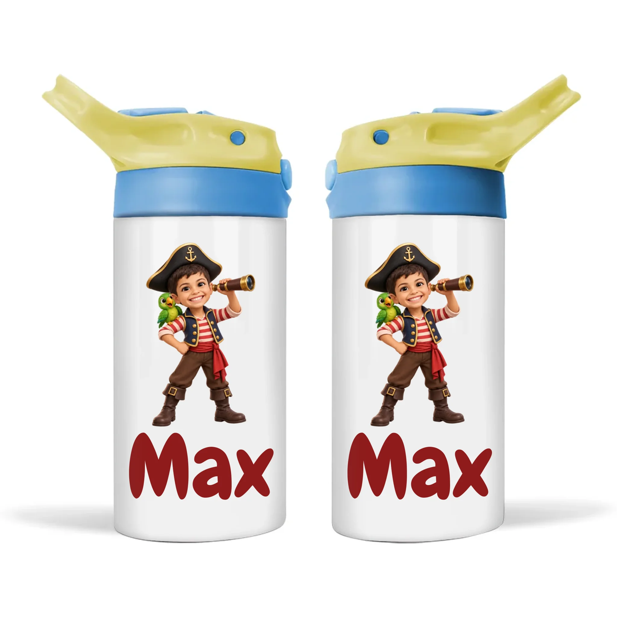 Personalised Pirate Captain Kids Photo Sippy Drink Bottle