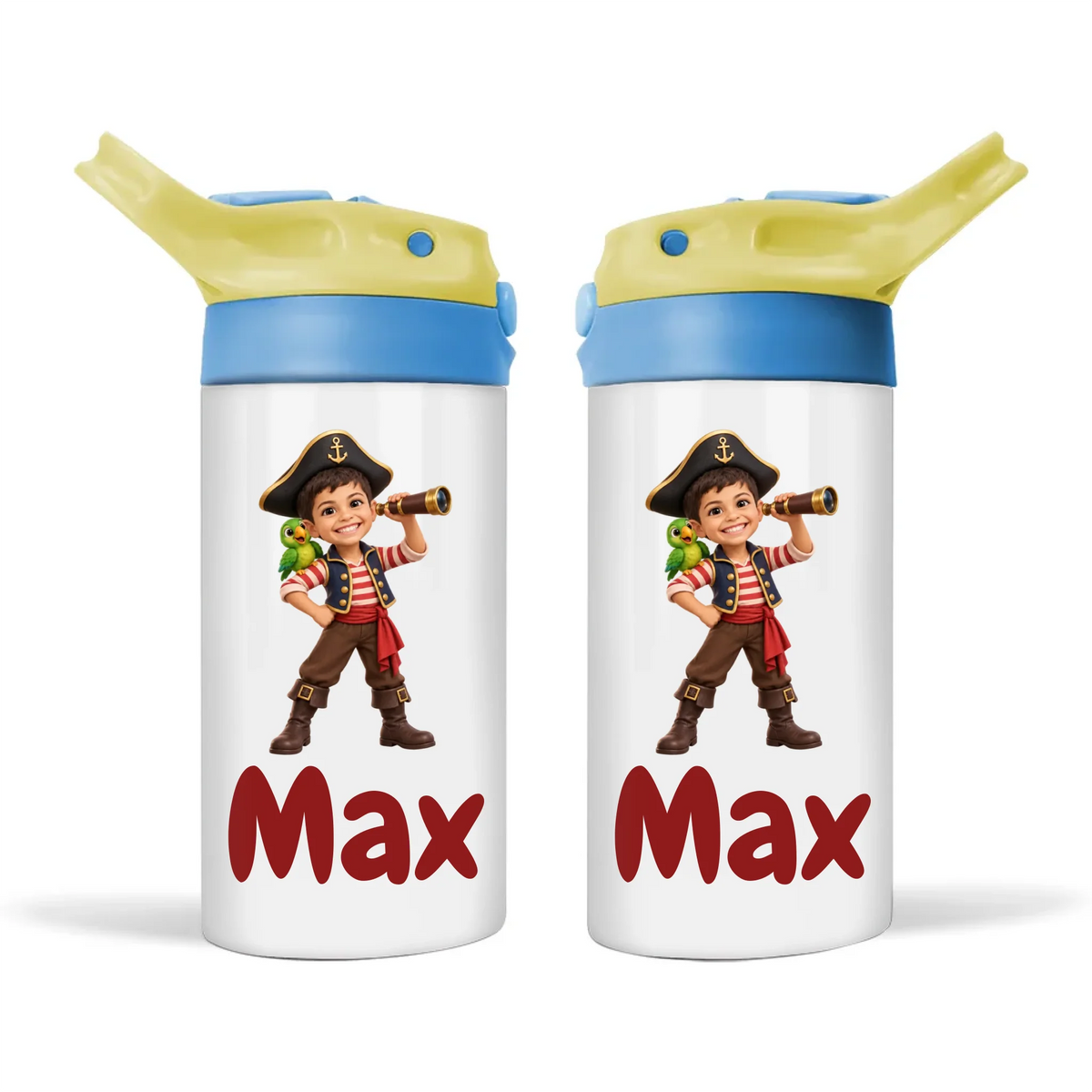 Personalised Pirate Captain Kids Photo Sippy Drink Bottle